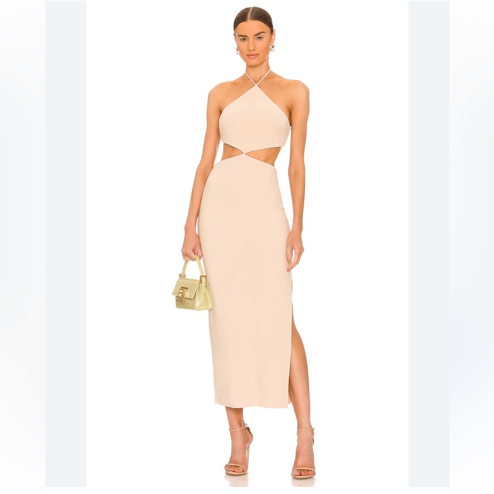 BEC AND BRIDGE Iris Halter Midi Dress - Macadamia size 8